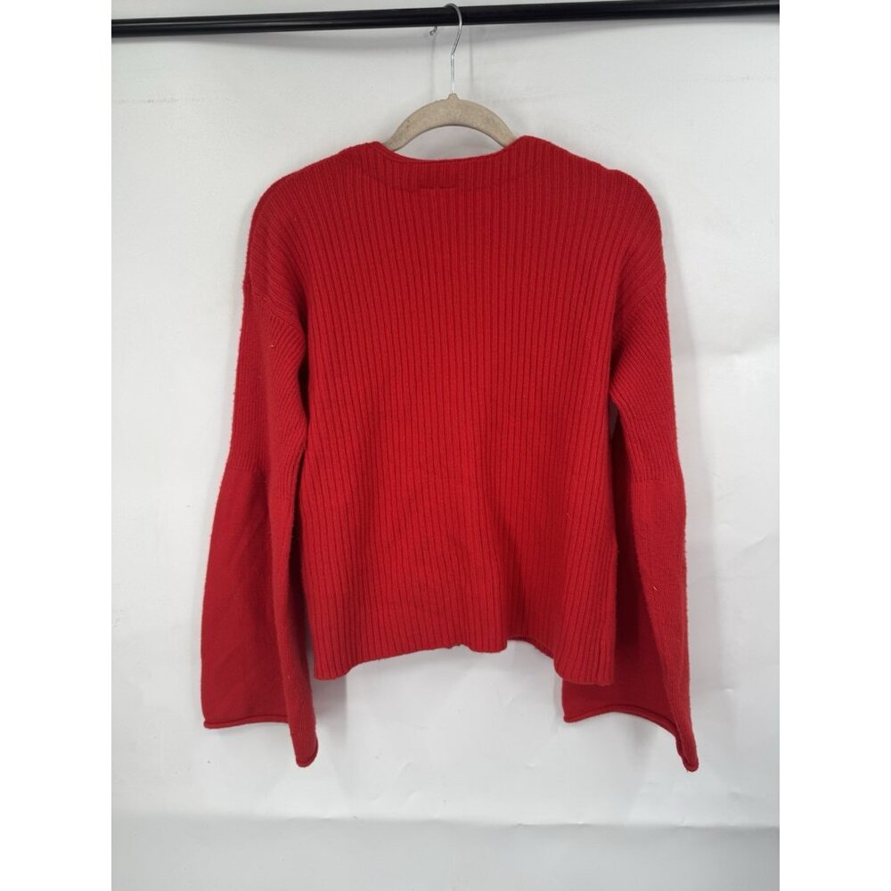 Moth By Anthropologie Bell Sleeve Cardigan Women Small Red Preppy Romantic - Picture 3 of 11